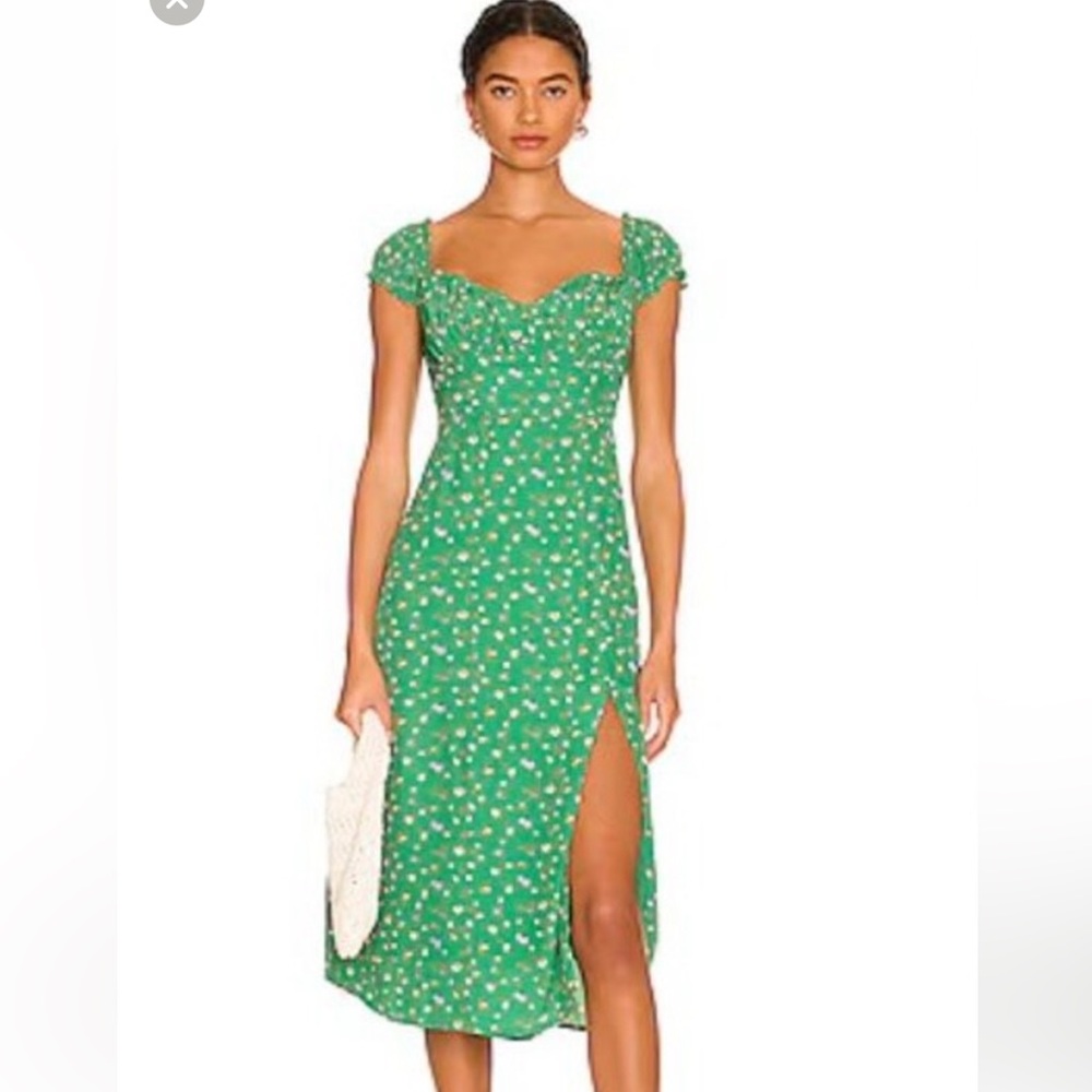 Astr The Label KEEPSAKE DRESS IN GREEN FLORAL XS Green Floral Midi Dress